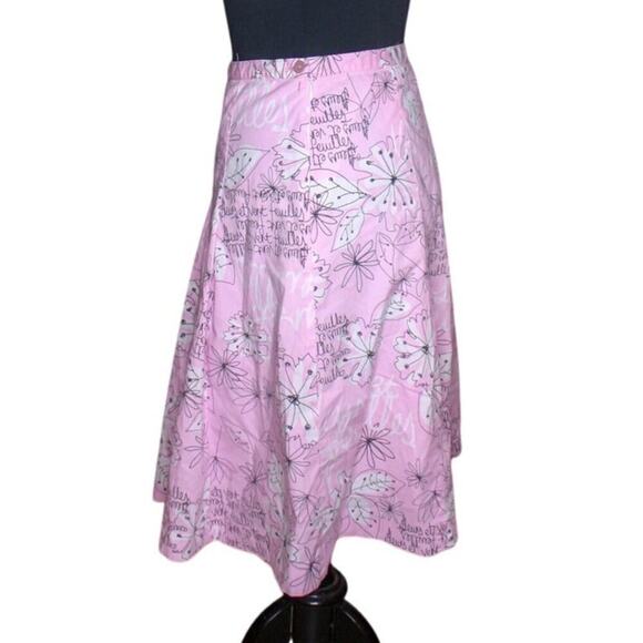 Rafaella A Line Skirt Pink Floral French Script Dainty Feminine Twee 6 - Picture 2 of 4